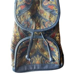 Hippie Boho handwoven nubuck leather Kilim Arts backpack Turkish-made Navy Olive
